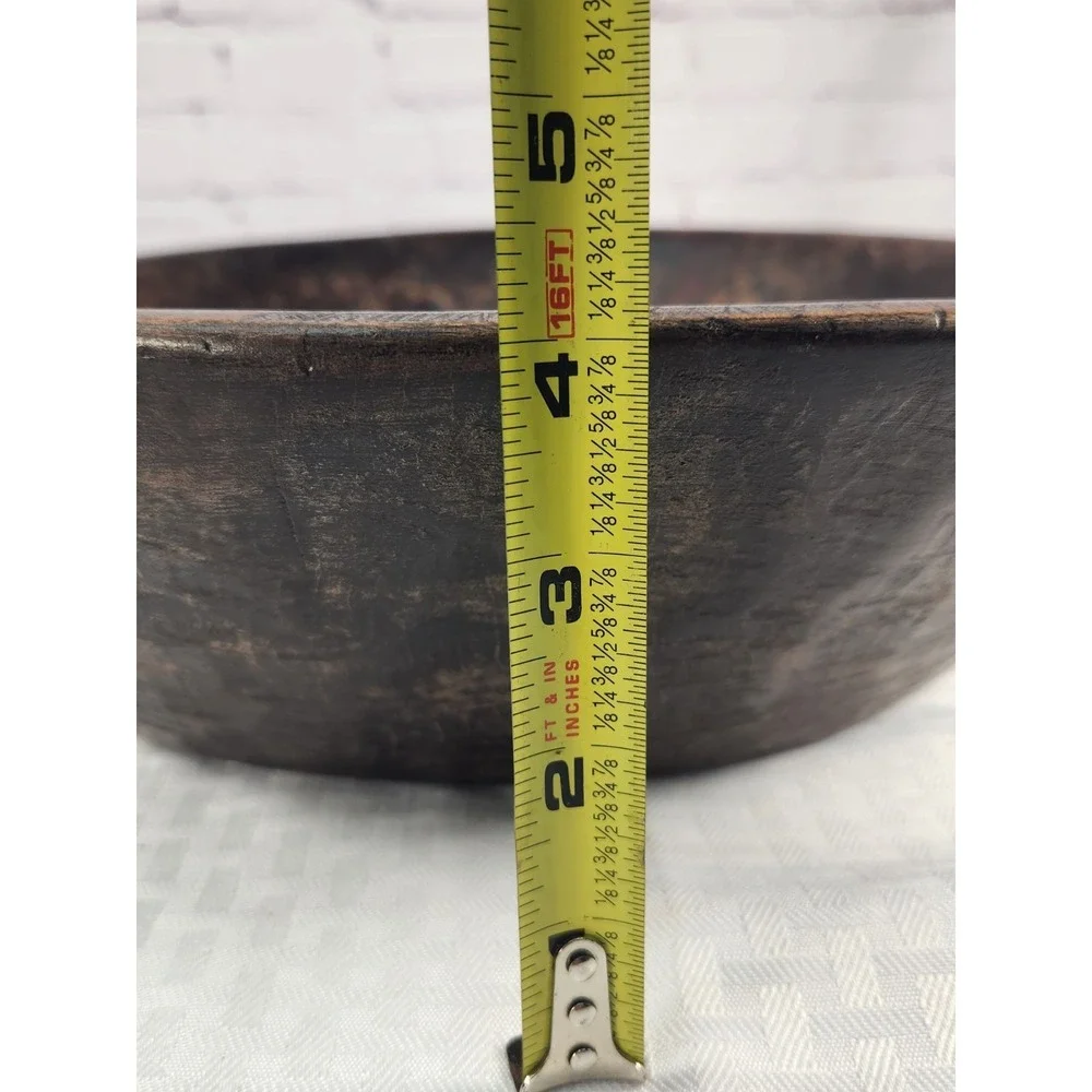Antique Primitive Wooden Dough Bowl 16.75